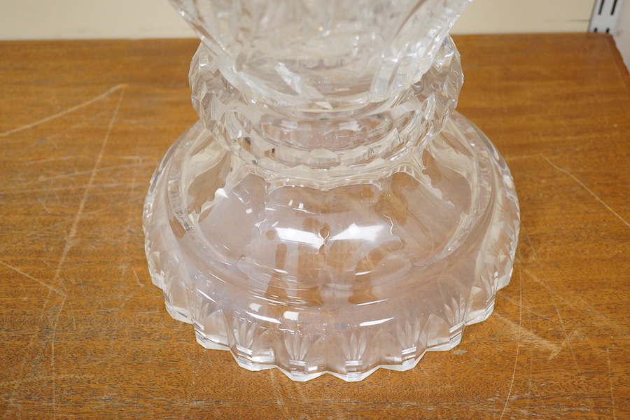 A massive cut glass baluster vase, in three parts, 70cm high. Condition - good
